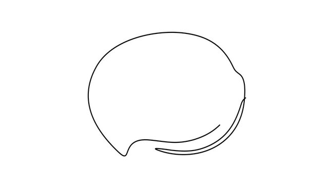 Animated self drawing of continuous line draw of Simple Speech Bubble.   Full length one line animation. 4K	
