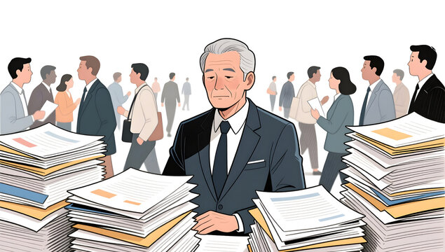 Business elite staying calm amid a busy work environment