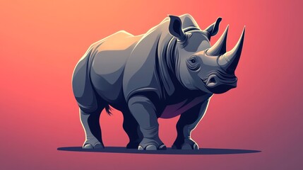 Fototapeta premium Stylized illustration of a rhinoceros against a gradient background
