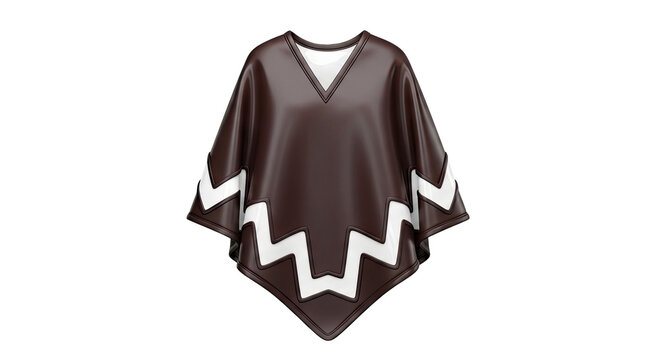 Brown Poncho with White Chevron Pattern
