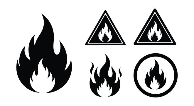 Hazard symbols depicting flammability corrosion and oxidizing agent risks