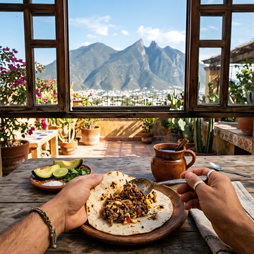 Traditional Machaca con Huevo Breakfast in Monterrey Mexico

