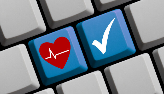 Computer Tastatur in blau: Gesundheit online