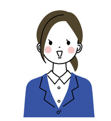 Fototapeta premium 紺色のスーツを着た若い女性 口を開けて笑っている女性
