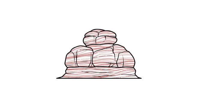 Stacked striped rocks with a solid black outline on white background