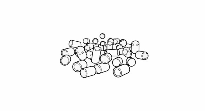 Pile of diverse, small, cylindrical objects with open ends