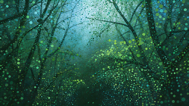 Abstract forest with colorful dots