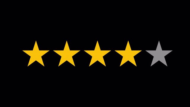 Five stars rating animation video. Special with rating star icon animation. for review, feedback, assessment, evaluation, five stars star rating. 4k video.
