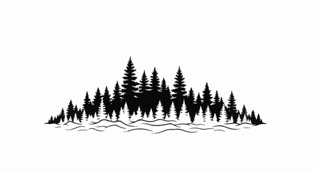 Obraz premium Silhouette of evergreen trees with undulating foreground