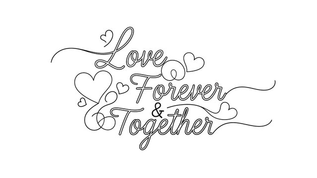 Love forever together with hearts on white background