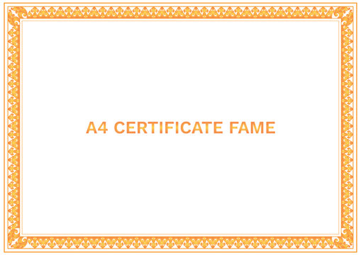 A4 Certificate frame khmer ornament decoration orange gold