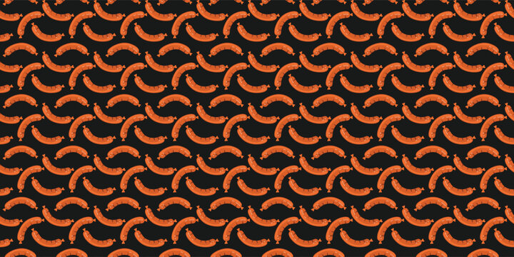 Sausage seamless pattern for food backgrounds and playful kitchen textile prints