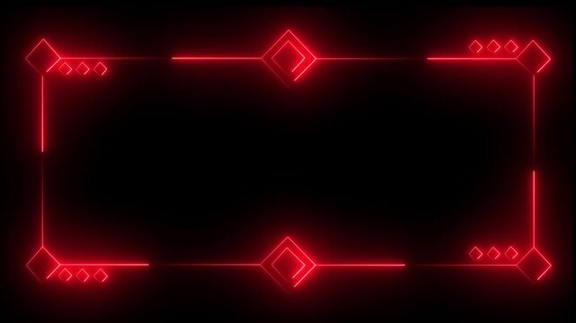 Abstract glowing neon square rectangle picture frame icon animation neon display box round screen photo frame. light glowing neon blue and red color picture frame rectangle icon. 4K video,,,,,,.......