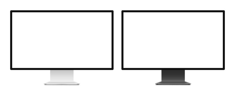 Modern Computer Monitor Mockup Front View with Blank Screen Isolated on Clean Transparent Background