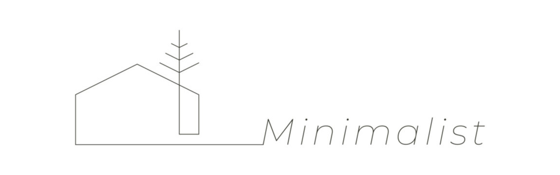 Minimalist logo with a house tree and the minimalist word.