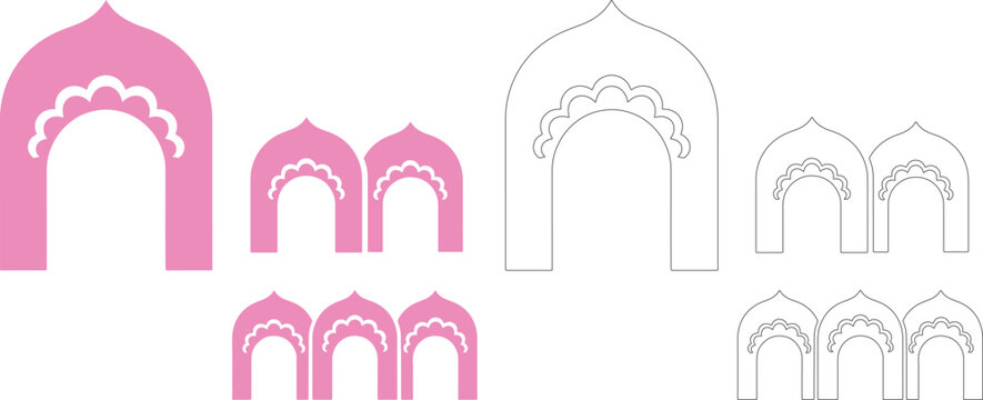 Indian border arc scalloped silhouettes