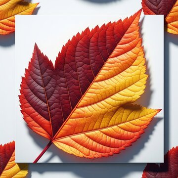 Studio Shot of Red and Yellow Autumn Leaf on White Background