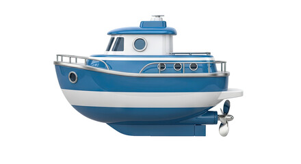 Naklejka premium Blue and White Cartoon Tugboat