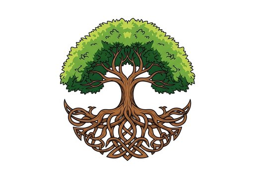 A tree with a celtic knot root system