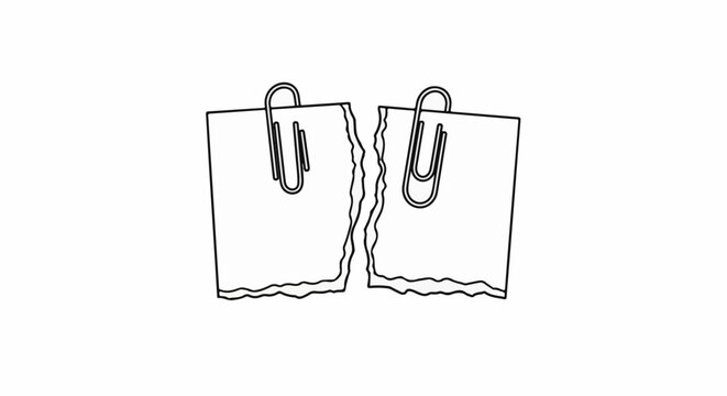 Torn paper held together by two paper clips
