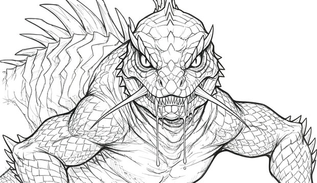 Dragon creature, monster illustration, fantasy beast, mythical animal, vector drawing