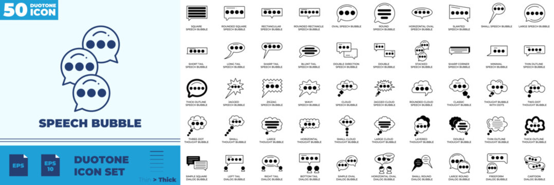 Speech Bubble Duotone Editable Icons set