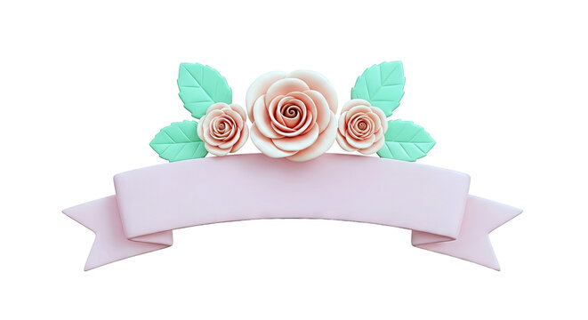 Pink Roses and Banner Design