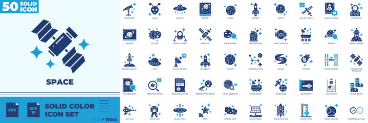 Space Solid Color Editable Icons set © Madani Pro