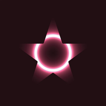 Glowing Purble Star with Circular Light Core, Abstract Neon Energy Shape Background