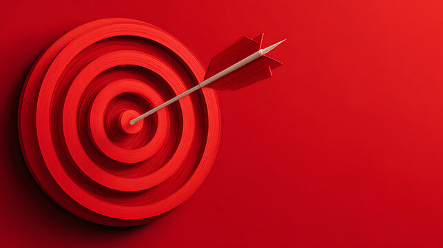 Dart hitting the center of a red target board