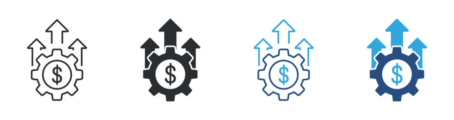 Obraz premium Manufacturing Cost Rise Icon Set, Production Expense Increase and Industry Cost Symbols, Vector Illustration