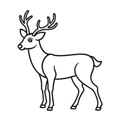 Fototapeta premium Majestic deer with antlers line art illustration isolated on transparent background vector
