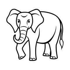 Fototapeta premium Happy cartoon elephant walking side view, cute big animal drawing, playful trunk and ears