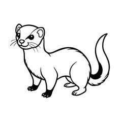 Obraz premium Playful ferret or weasel cartoon character, cute small mammal drawing, curious expression
