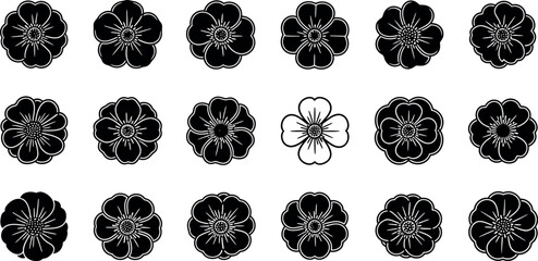 Black and white floral on white background flowers patterns © GT Designs