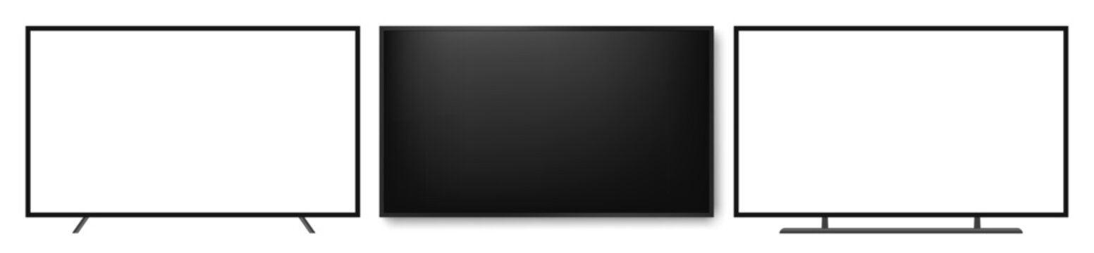 Modern Realistic TV Screen Mockup Front View on Transparent Background For Business Presentation and advertising showcase