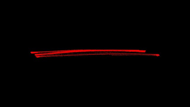 Red stop motion underline highlighter animation, sketching elements on a transparent background, and Hand-drawn marker highlight animation for important topic marking text