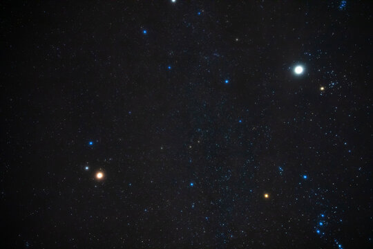 Orion constellation and Milky Way stars.