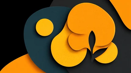 Plexiglas schilderij Abstracte kunst A vibrant abstract art piece with yellow and blue shapes on black background  © AA