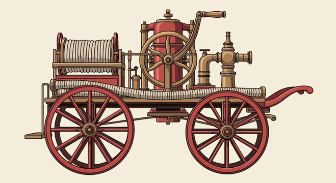 Vintage Fire Engine Illustration