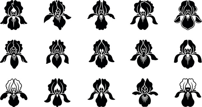 Black and white iris flower symbol