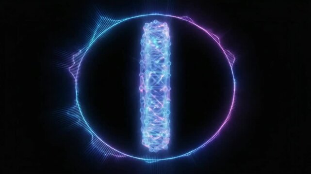 Circular Audio Visualizer Overlay with 3D Neural Sound Ring, Futuristic Loop Animation Interface