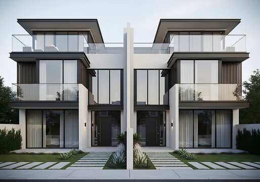 Modern duplex houses with contemporary architectural design features