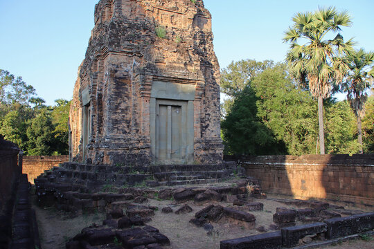 ruined ancient khmer hindu and buddhist temple (pre rup) in angkor in siem reap in cambodia 