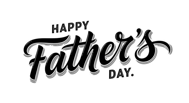 Happy fathers day greeting card with elegant black typography on white background