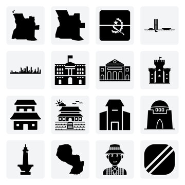 Angolan Provinces And Urban Centers &ndash; Illustrations Representing Luanda, Huambo, And Benguela For Geographic And Demographic Studies