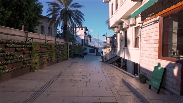 Old Ottoman houses in the narrow streets of Antalya Old Town Kaleici district