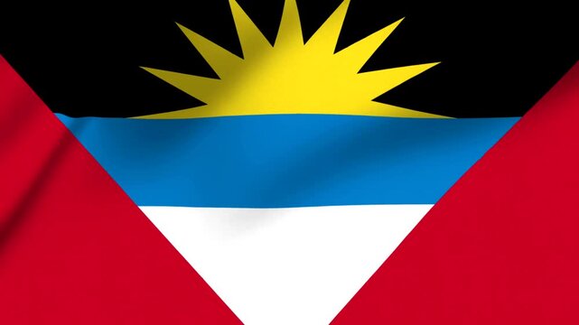 Antigua and Barbuda national flag with sun symbol and triangular design in red white and blue colors  national symbol