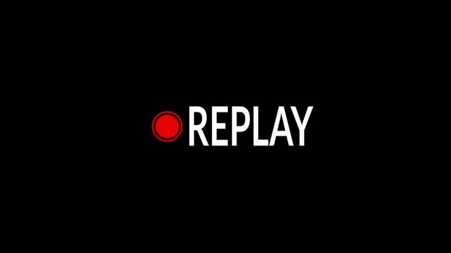 Replay button animation on a transparent background in 4k, Replay icon Animation video for Streamers, and broadcasting action replay Animation icon and button with alpha channel.