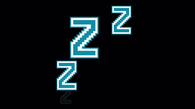 Retro **8-bit Pixel Art Zzz Sleeping** Emoji Animation **Alpha Channel** Loop 4K